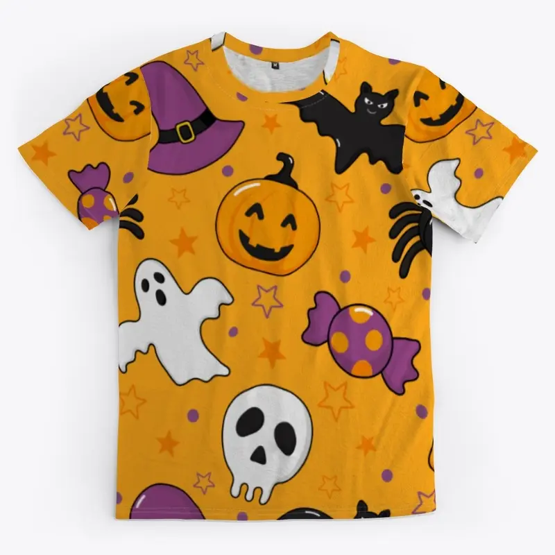 Halloween pattern all over print t-shirt